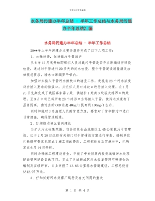 水务局污建办半年总结