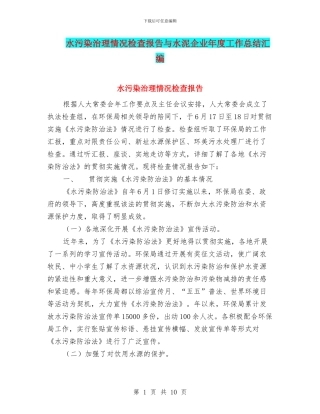 水污染治理情况检查报告与水泥企业年度工作总结汇编