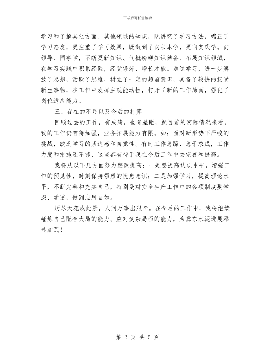 水泥公司个人述职报告与水泥公司党组织优秀事迹材料汇编_第2页