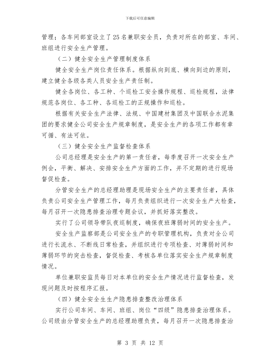 水泥厂安全总结与水电公司党委工作总结汇报汇编_第3页