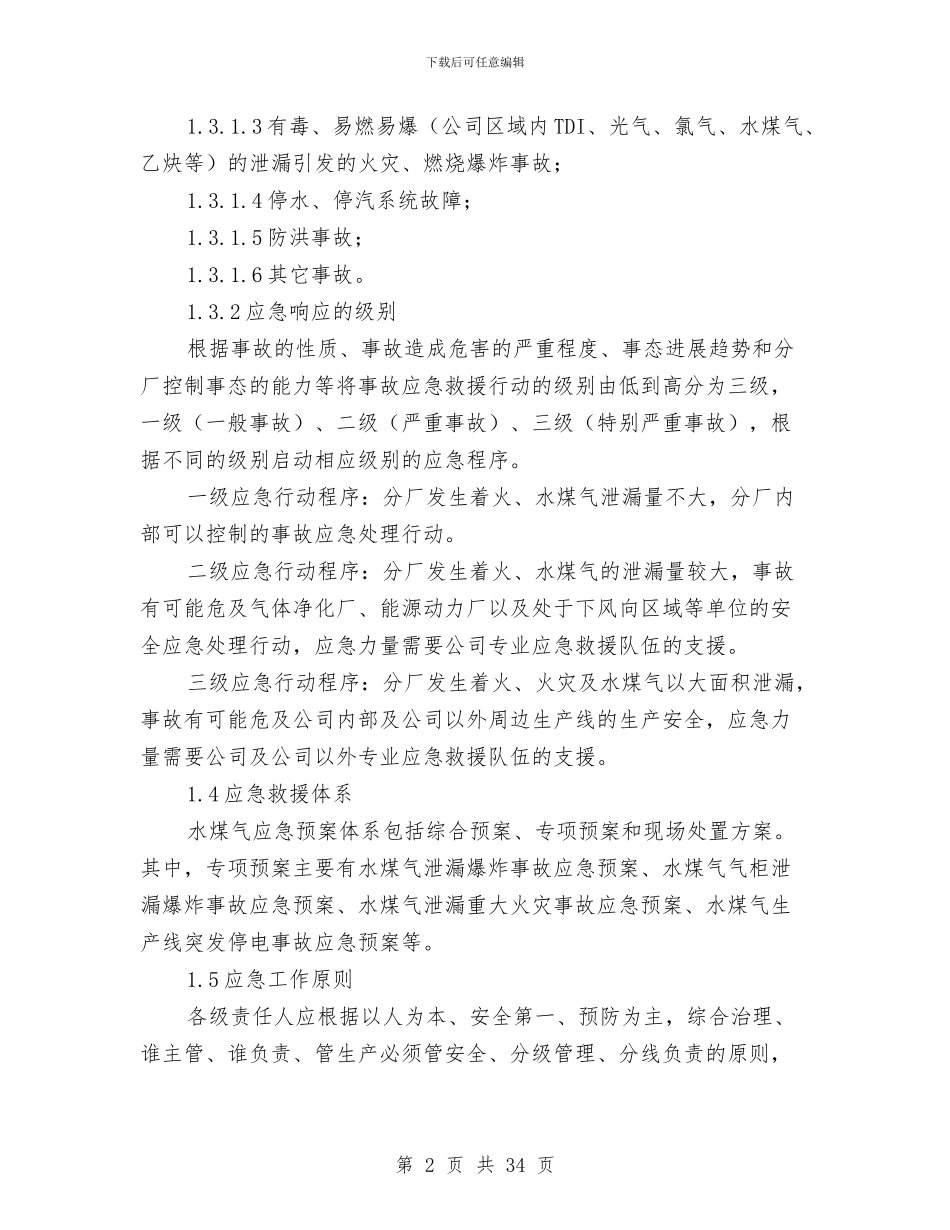 水煤气厂安全生产事故应急预案与水环境综合整治方案汇编_第2页