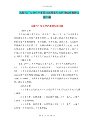 水煤气厂安全生产事故应急预案与水环境综合整治方案汇编