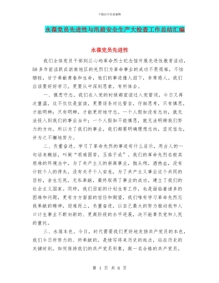 永葆党员先进性与汛前安全生产大检查工作总结汇编