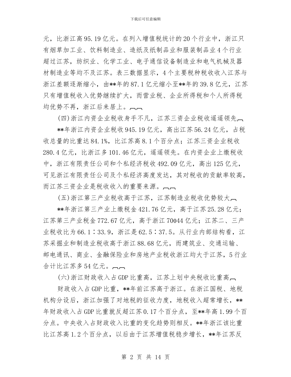 江苏浙江税收考察报告与污染治理工作年度工作总结汇编_第2页