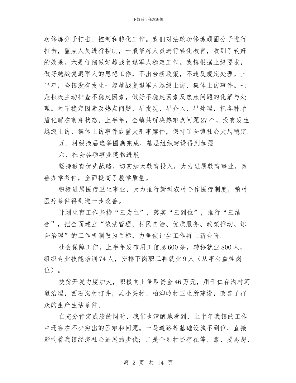河洛镇2024年上半年工作总结与河道保洁工作总结汇编_第2页