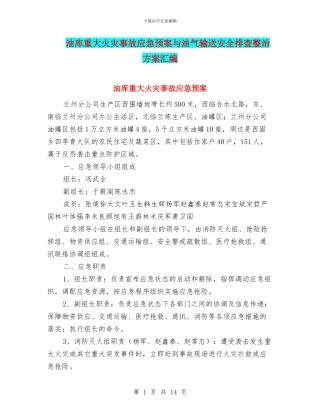 油库重大火灾事故应急预案与油气输送安全排查整治方案汇编