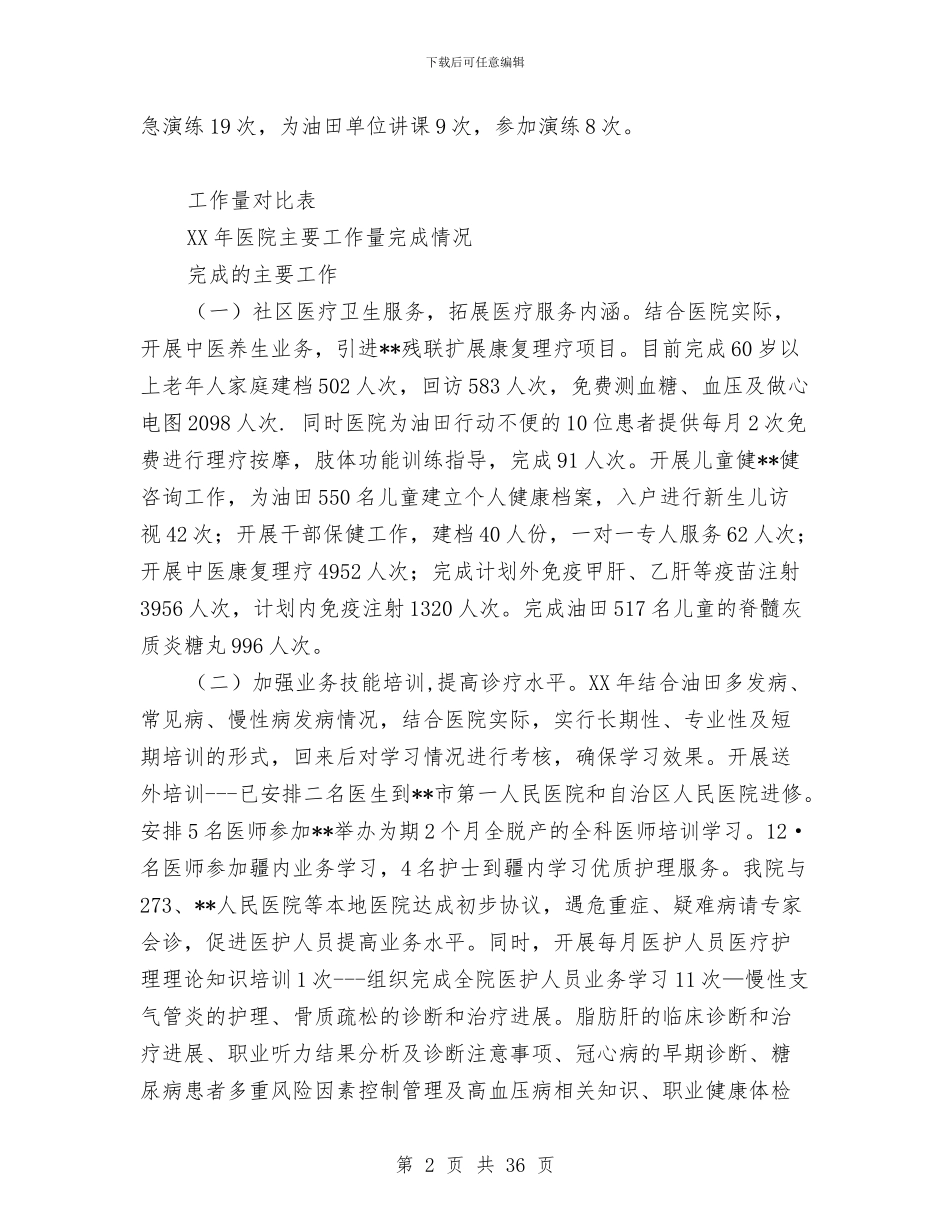 油田医院工作总结与油田工作总结模板4篇汇编_第2页