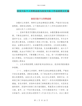 治安大队个人年终总结与治安大队工作总结范文汇编
