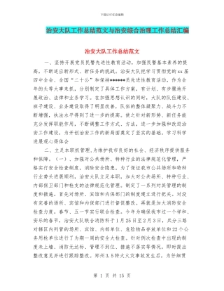 治安大队工作总结范文与治安综合治理工作总结汇编