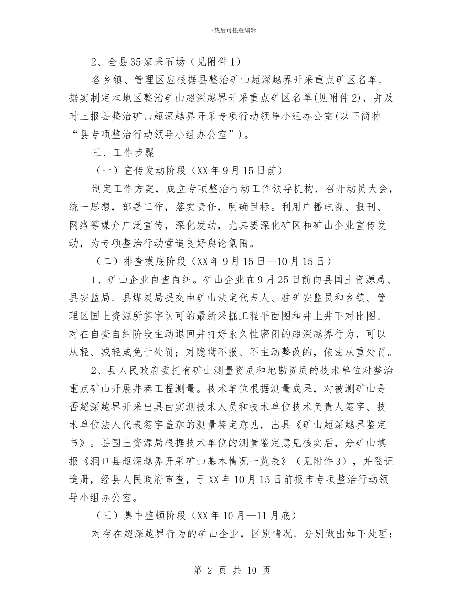 治理矿山越界开采方案与沿海基地消防工作调查报告汇编_第2页