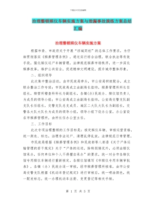 治理整顿殡仪车辆实施方案与泄漏事故演练方案总结汇编