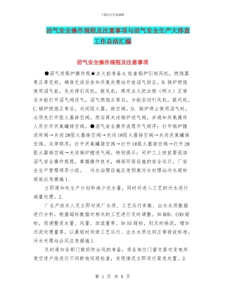 沼气安全操作规程及注意事项与沼气安全生产大排查工作总结汇编