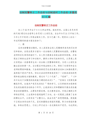 法制民警转正工作总结与法制进村工作总结汇编