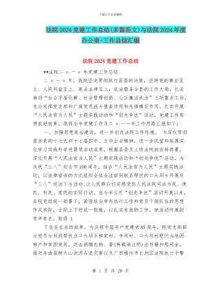 法院2024党建工作总结与法院2024年度办公室