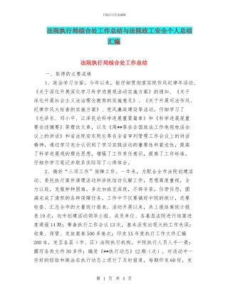法院执行局综合处工作总结与法院政工安全个人总结汇编