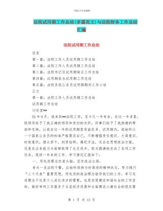法院试用期工作总结与法院财务工作总结汇编