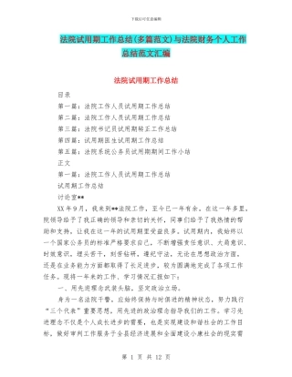 法院试用期工作总结与法院财务个人工作总结范文汇编