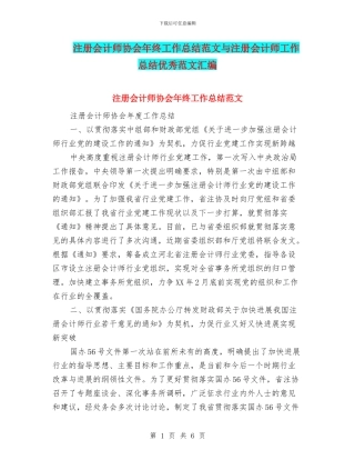 注册会计师协会年终工作总结范文与注册会计师工作总结优秀范文汇编