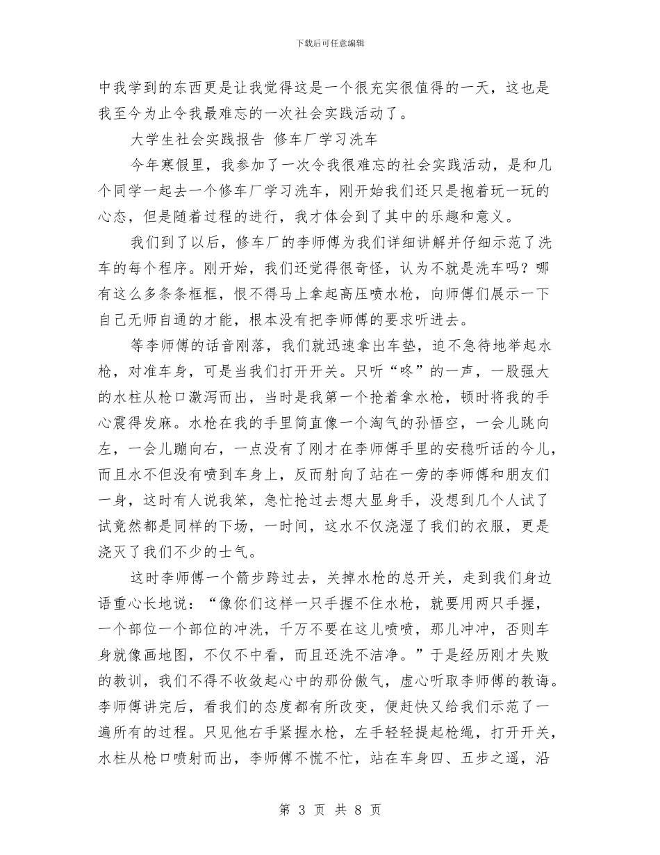 洗车社会实践报告3篇与洪雅县“生态文化”品牌实施方案汇编_第3页