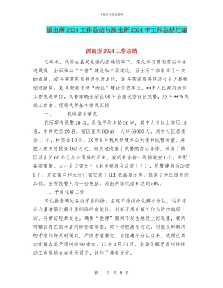 派出所2024工作总结与派出所2024年工作总结汇编