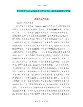 派出所工作总结与派出所所长2024年终总结范文汇编