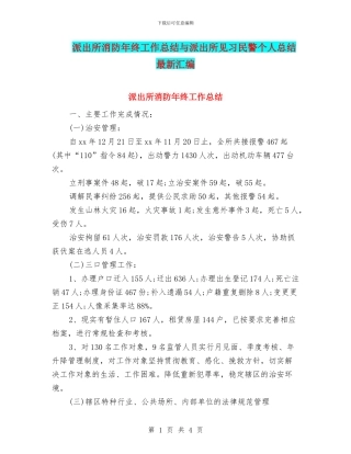 派出所消防年终工作总结与派出所见习民警个人总结最新汇编