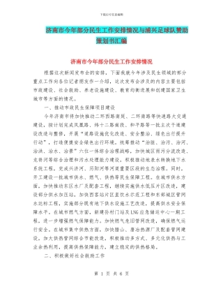 济南市今年部分民生工作安排情况与浦兴足球队赞助策划书汇编