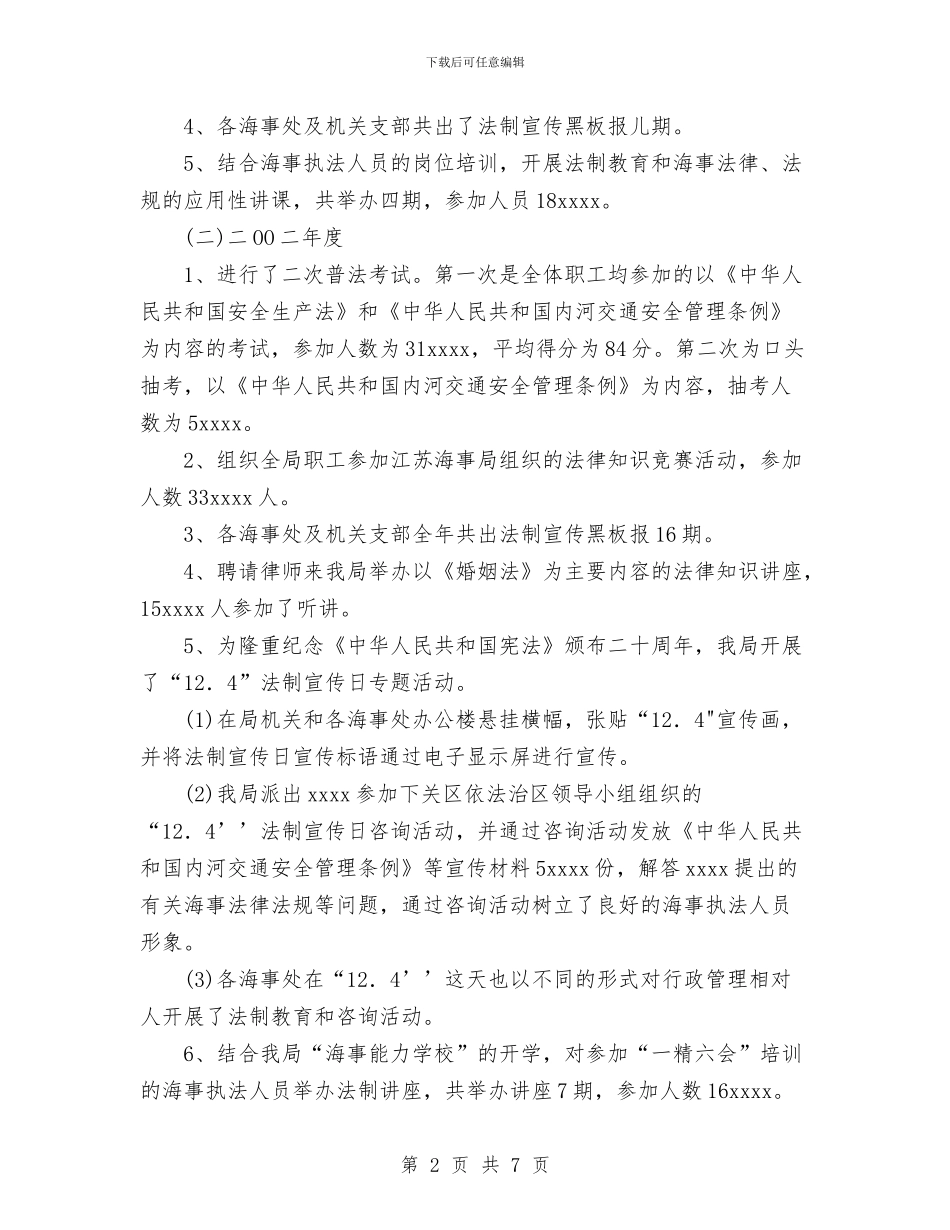 海事局“四五”普法、依法治局工作总结与海关2024工作总结范文汇编_第2页