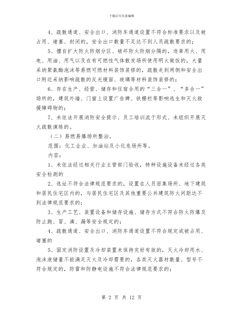 消防安全专项整治活动方案与消防安全专项方案汇编_第2页