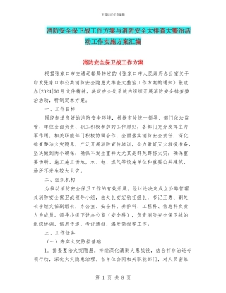 消防安全保卫战工作方案与消防安全大排查大整治活动工作实施方案汇编