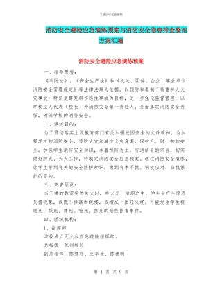 消防安全避险应急演练预案与消防安全隐患排查整治方案汇编