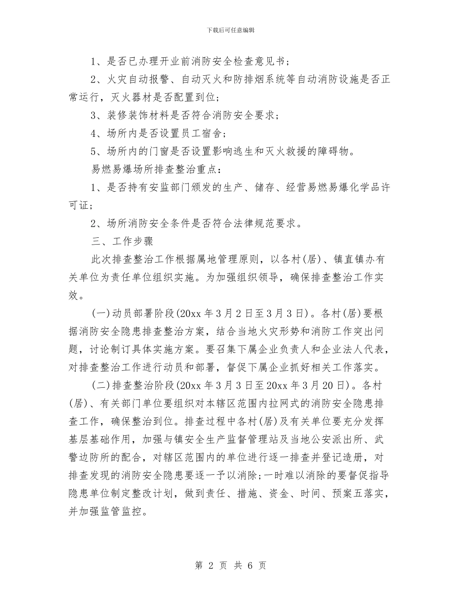 消防安全隐患排查方案与消防安全集中整治方案及做法汇编_第2页