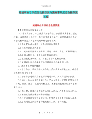 淹溺事故专项应急救援预案与淹溺事故应急救援预案汇编