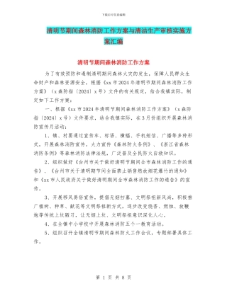 清明节期间森林消防工作方案与清洁生产审核实施方案汇编