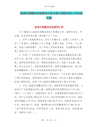 温泉区域整治改造情况汇报与港口调度年终工作总结汇编
