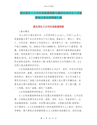 湖北某化工公司应急救援预案与湘西自治州水上交通事故应急处理预案汇编