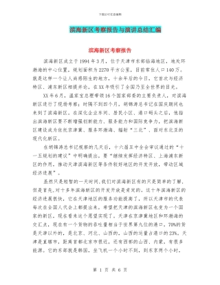 滨海新区考察报告与演讲总结汇编