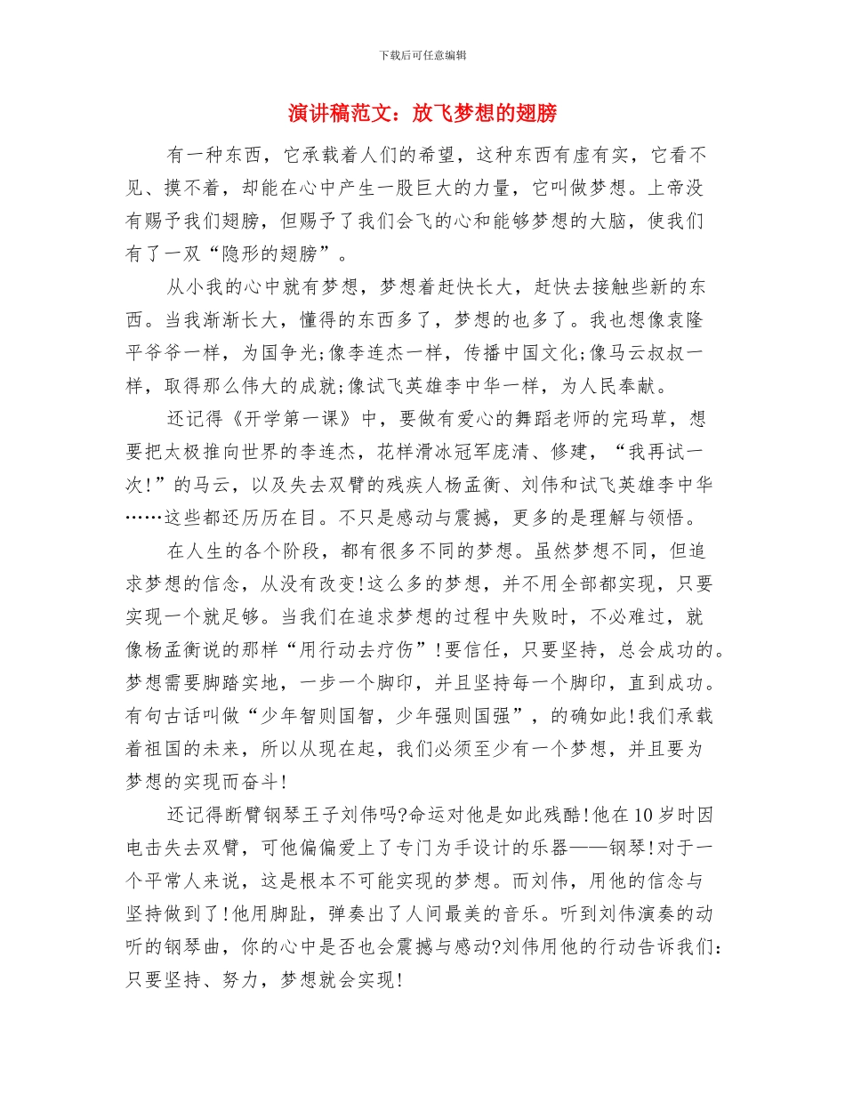 演讲稿范文：我追逐的梦想与演讲稿范文：放飞梦想的翅膀汇编_第3页