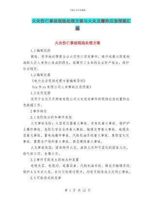 火灾伤亡事故现场处理方案与火灾及爆炸应急预案汇编