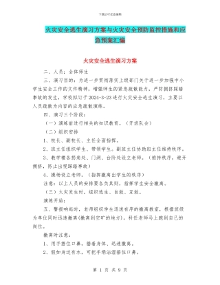 火灾安全逃生演习方案与火灾安全预防监控措施和应急预案汇编