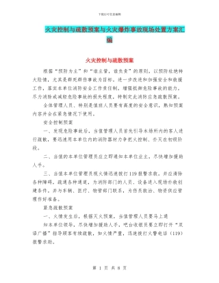 火灾控制与疏散预案与火灾爆炸事故现场处置方案汇编