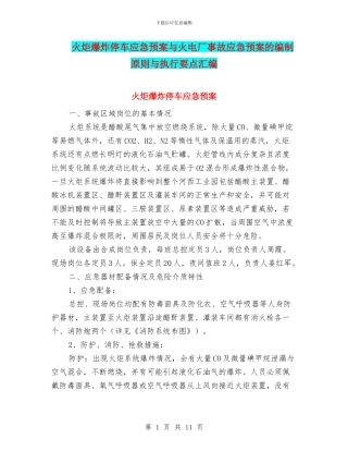 火炬爆炸停车应急预案与火电厂事故应急预案的编制原则与执行要点汇编