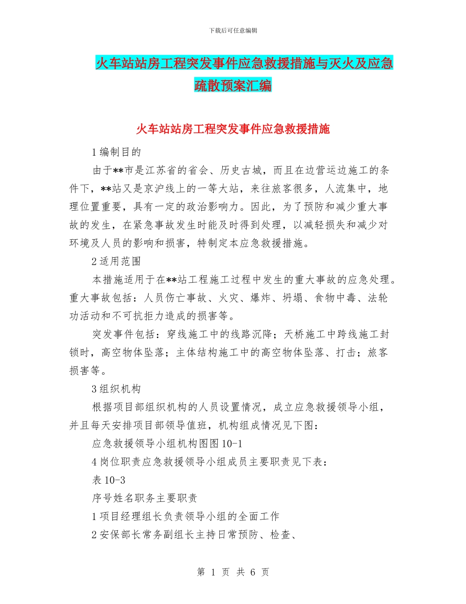 火车站站房工程突发事件应急救援措施与灭火及应急疏散预案汇编_第1页