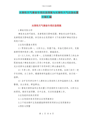 灾害性天气事故专项应急预案与灾害性天气应急处置方案汇编