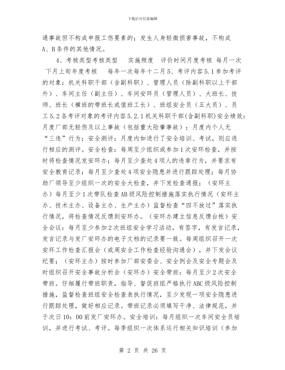 炼铁厂安全绩效考评方案与炼铁厂火灾事故应急预案汇编_第2页