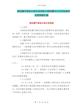 烟花爆竹事故灾难应急预案与烟花爆竹公司突发事件应急预案汇编