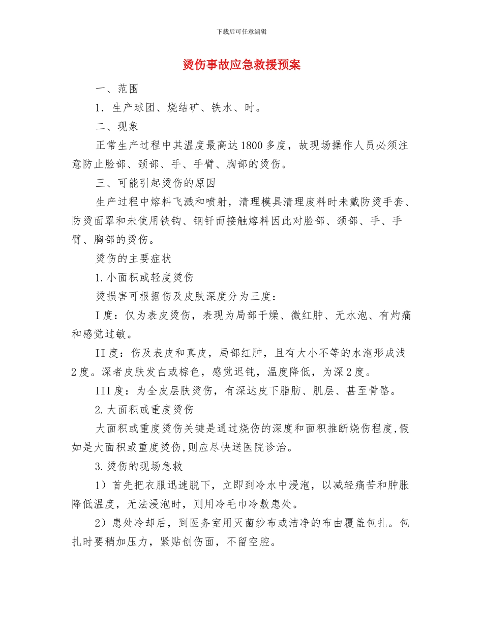 烧结厂检修安全预案与烫伤事故应急救援预案汇编_第3页
