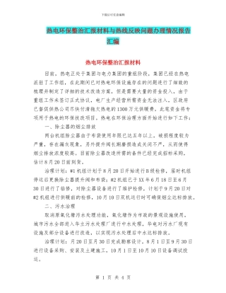 热电环保整治汇报材料与热线反映问题办理情况报告汇编