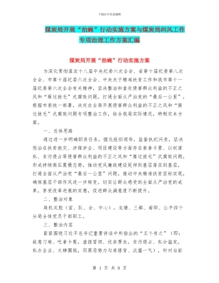 煤炭局开展“拍蝇”行动实施方案与煤炭局纠风工作专项治理工作方案汇编