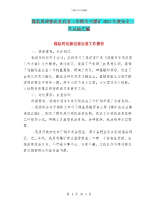 煤监局迎接巡查自查工作报告与煤矿2024年度安全工作总结汇编